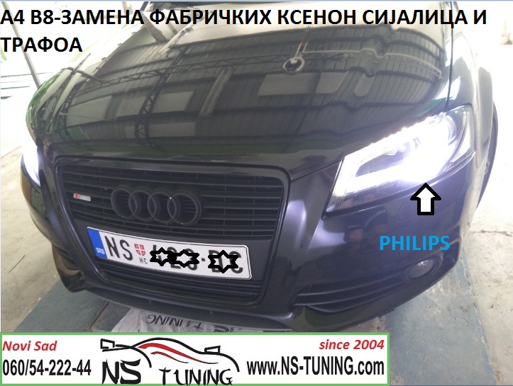 audi a4 b8 dioda xenon far d3s sijalica philips balast 307 329 ugradnja novi sad tuning